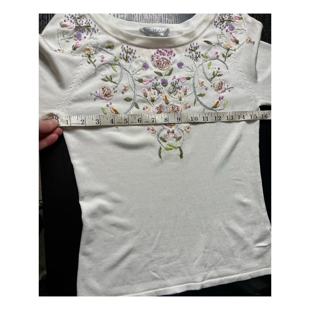 Vintage Y2K Belldini Grandma Chic Floral Emroidered & French Knot Woven Blouse - Picture 6 of 9